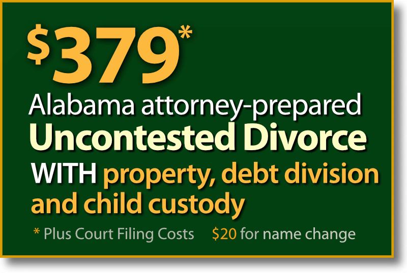$379* Florence Alabama Uncontested fast & easy Divorce with property and debt division plus child custody and support agreement